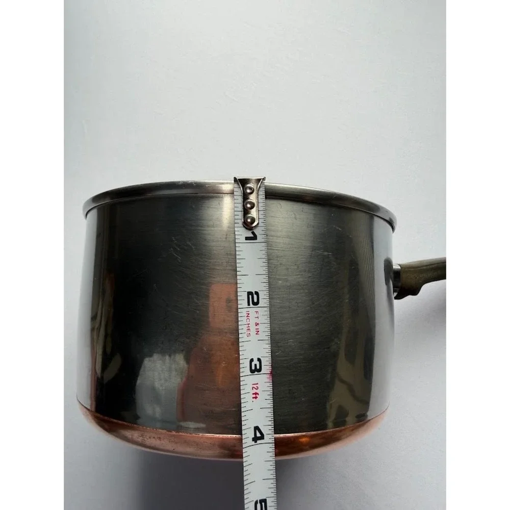 Vintage Maid of Honor Copper Bottom Stainless Steel Saucepan Sears Roebuck 7.5in